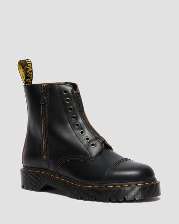 Black Men's Dr Martens 1460 Laceless Bex Leather Ankle Boots | CA 414GSO